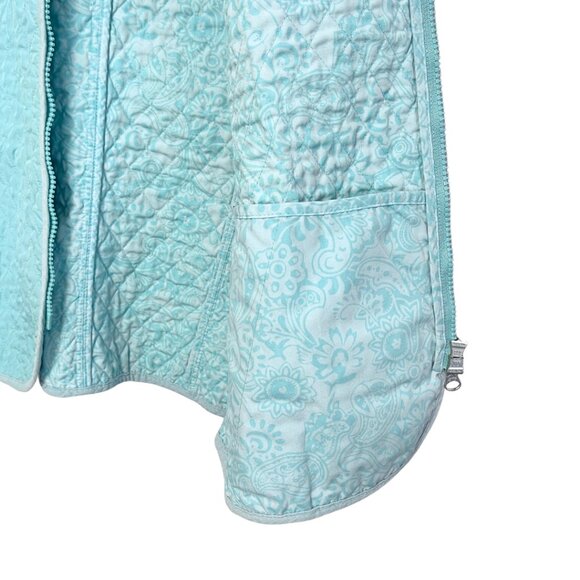 Talbots Quilted Walking Vest Womens Size L Teal Zip Up Lightweight Zip Pockets - Picture 3 of 8